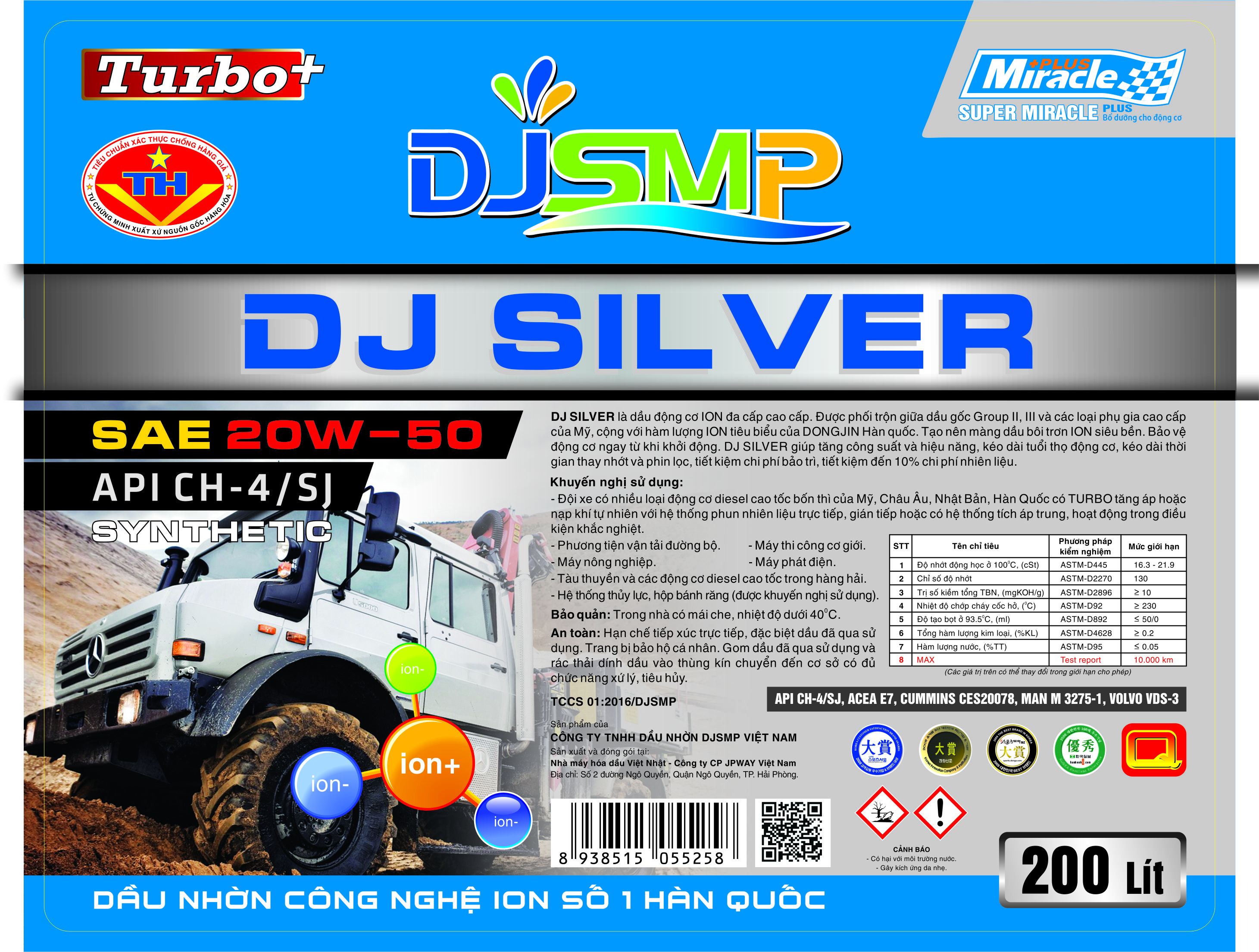 DẦU NHỜN DJ SILVER 20W50 200L