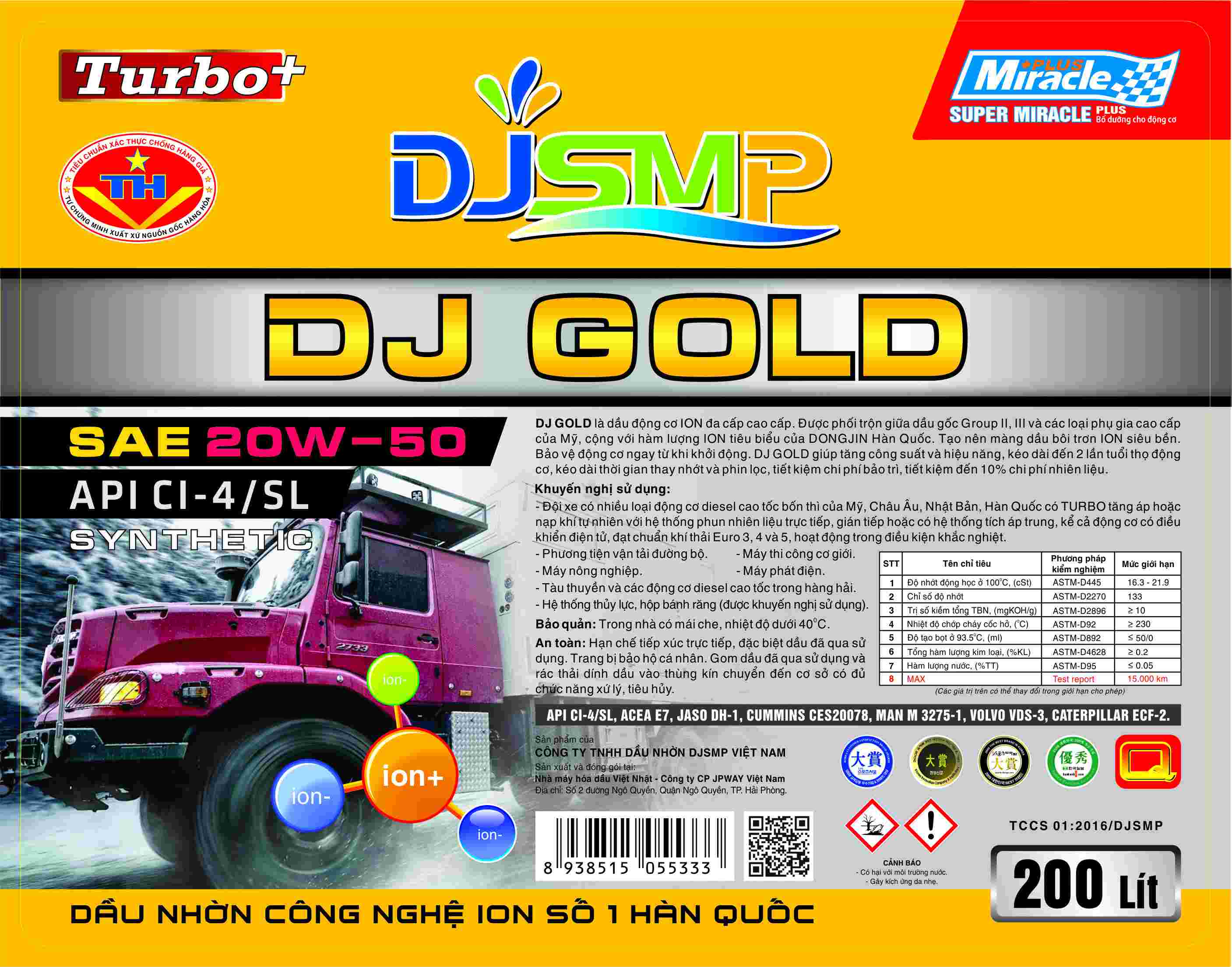 200L DJ GOLD CI4/SL 20W50