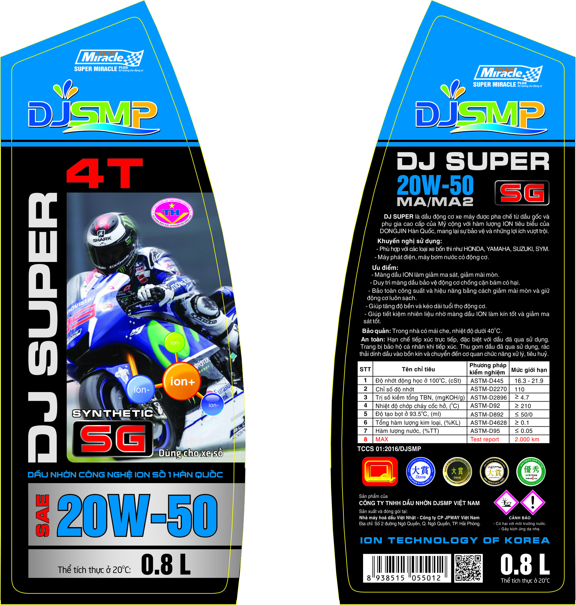 DẦU XE MÁY DJ SUPER SG 20W50 LON 0.8L