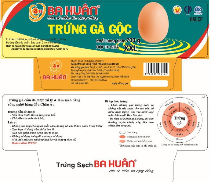 TRỨNG GÀ GỘC - Hộp 10 - 700g